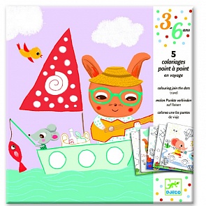 Набор из 5 раскрасок – Путешествие, с контурными элементами (Djeco, 09642k)